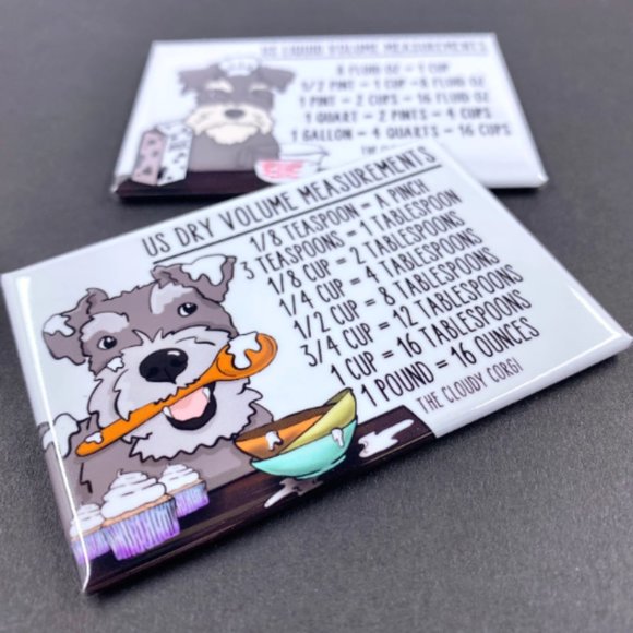 Schnauzer Dog Measuring Chart Magnet Set Handmade Kitchen Cooking Baking Guide - Picture 2 of 5